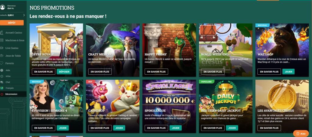 Cresus Casino promotions Bonus