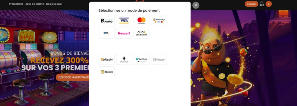 Options de paiement VIP Hermes Casino