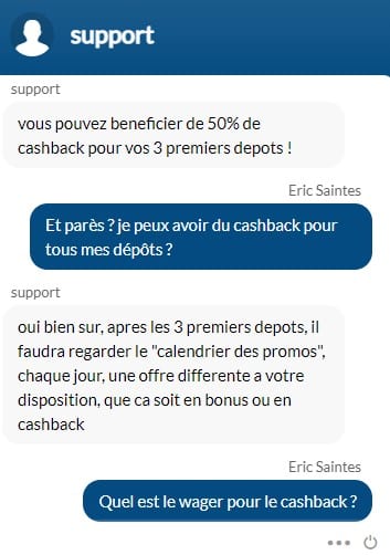 Test du support client VIP Hermes Casino