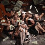 jeux d'argent en ligne, femmes et billets verts