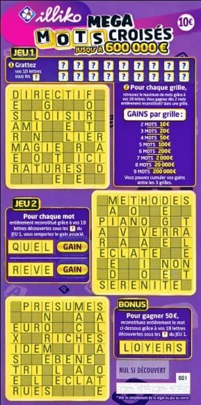Grattage Mega Mots Croises - Bonus casino sans depot