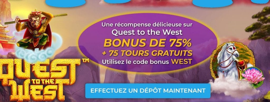 bonus pour le jeu quest to the west code bonus WEST sur jelly bean casino