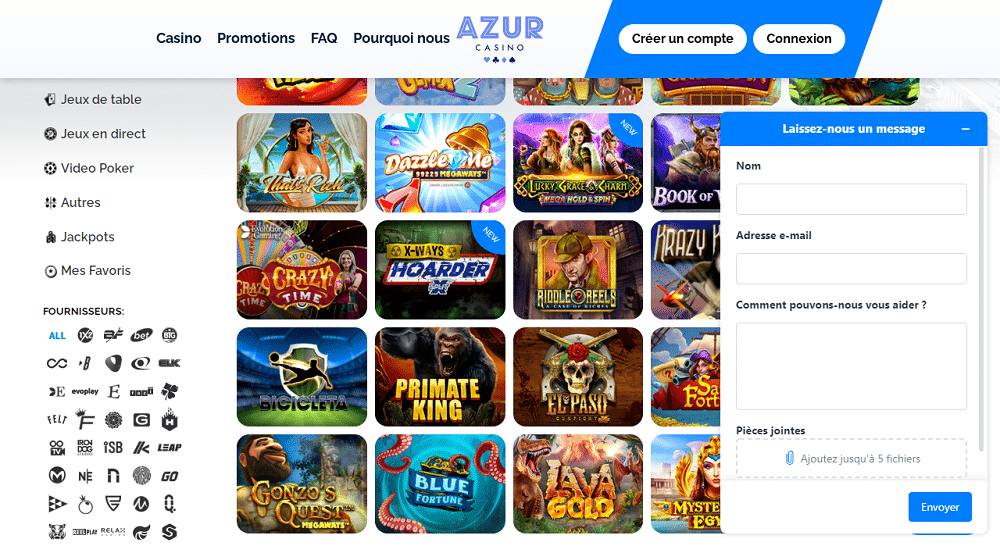 Support Azur casino