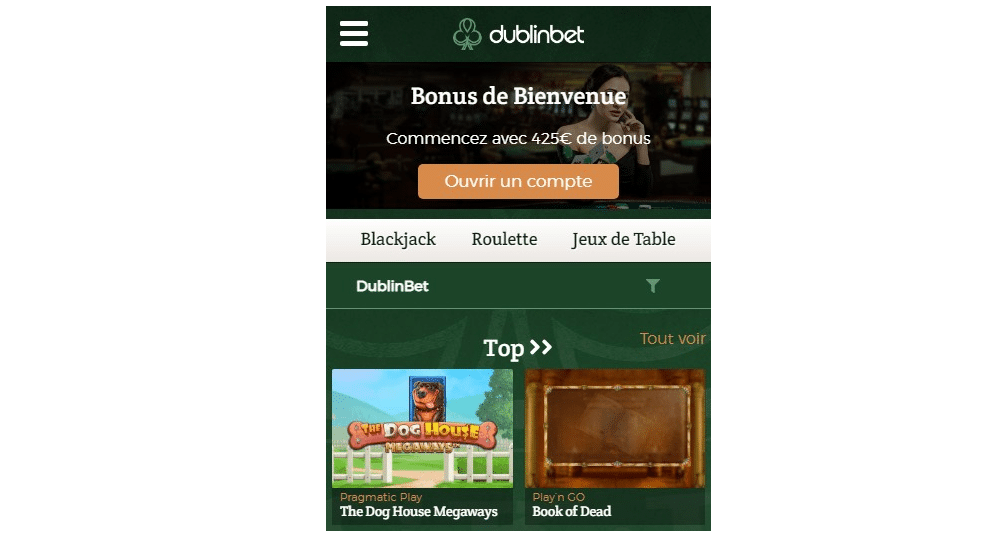 dublinbet bonus bienvenu 425 euros