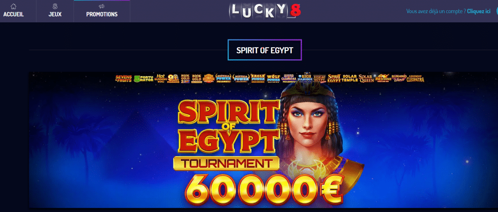 tournoi Spirit of Egypt sur Lucky8