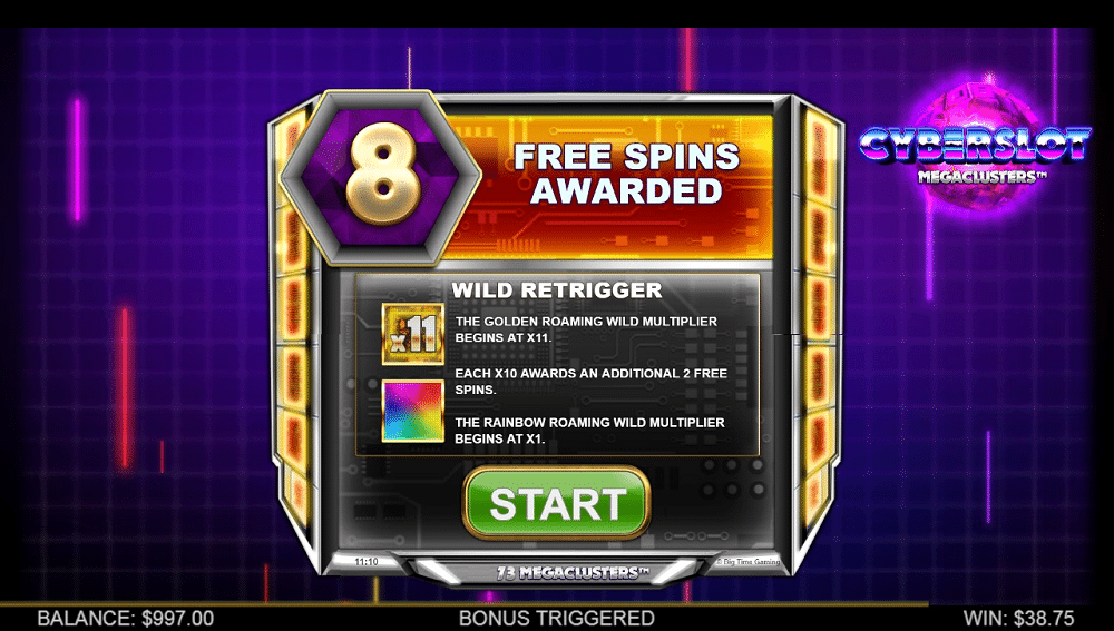 fonctionnalites free spin Cyberslot Megaclusters