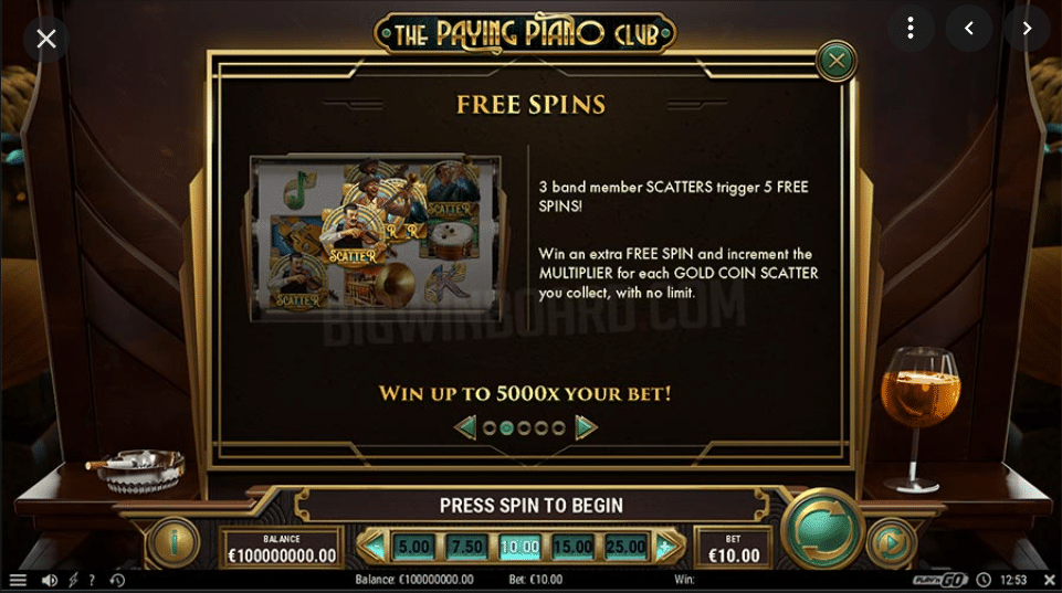 Free Spins The Paying Piano Club Play’N’Go