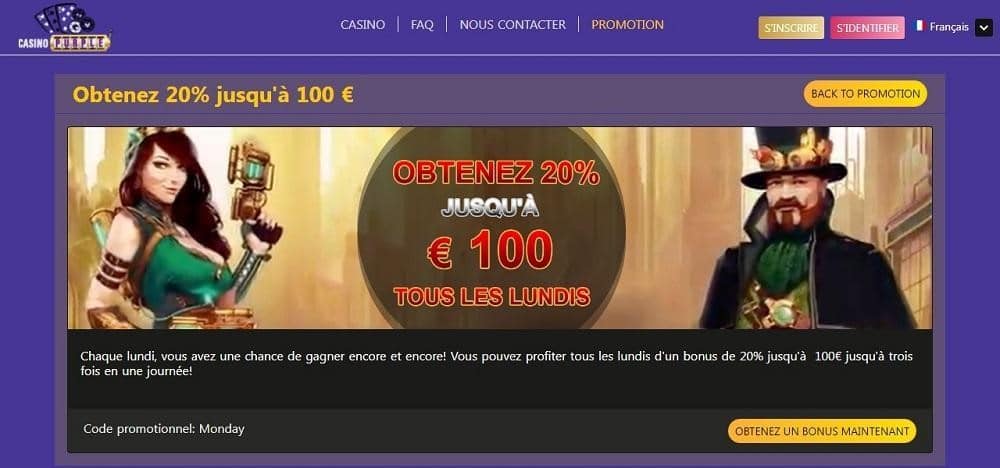Bonus Casino Purple du lundi