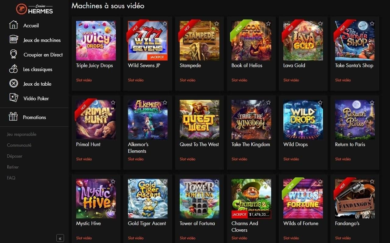 meilleures machines à sous Hermes Casino