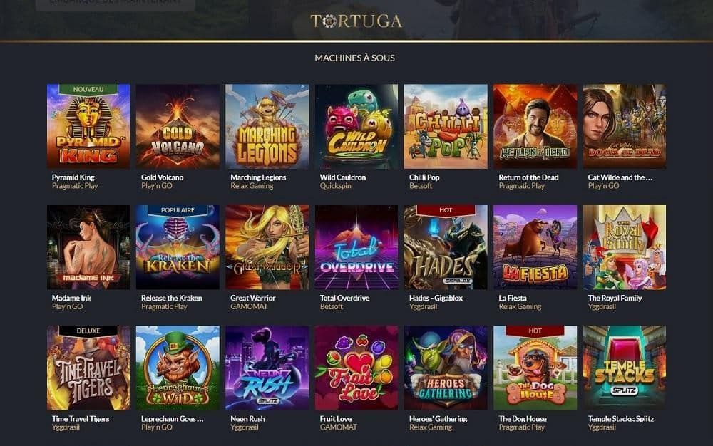 meilleures machines à sous Tortuga Casino