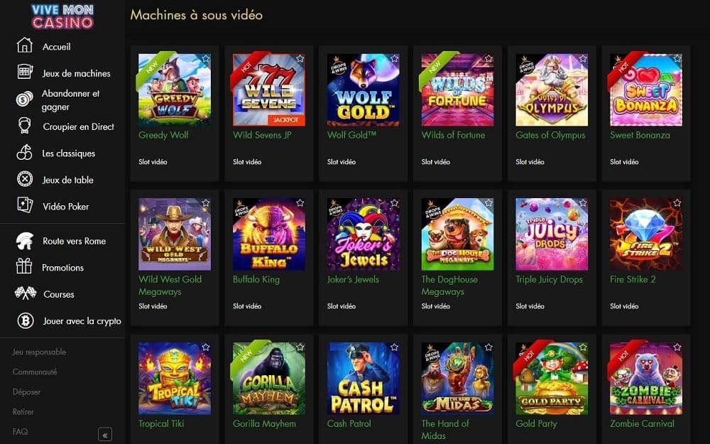 meilleures machines à sous Vive Mon Casino