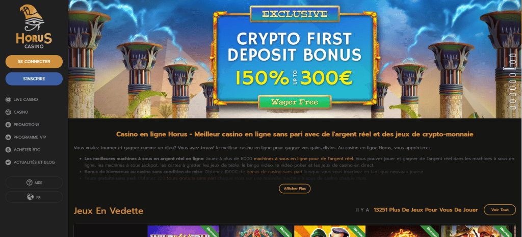 Horus Casino bonus crypto