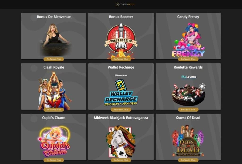 bonus sur dépôt Casino Extra