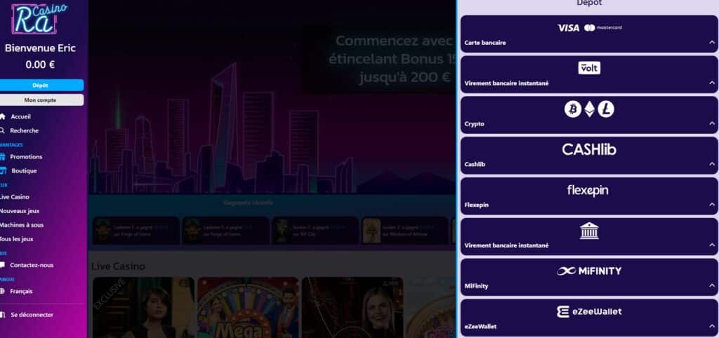 Ra casino comment faire un dépôt 