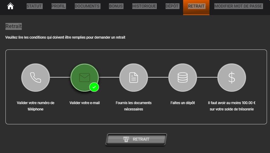 Faire un retrait sur i24Slots