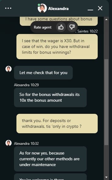 Palm Casino Test Chat support client