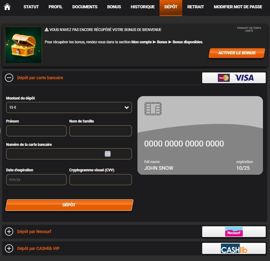 Options de paiement i24Slots Casino