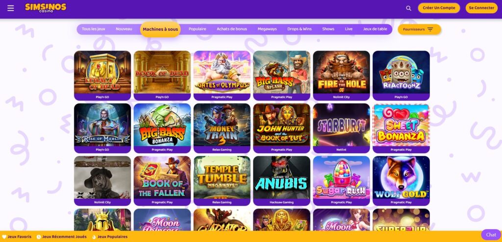 simsinos casino machines a sous