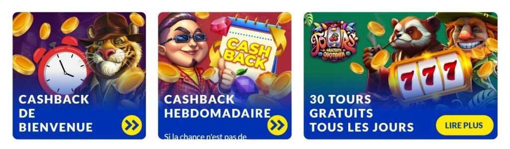 bonus lucky treasure attractifs