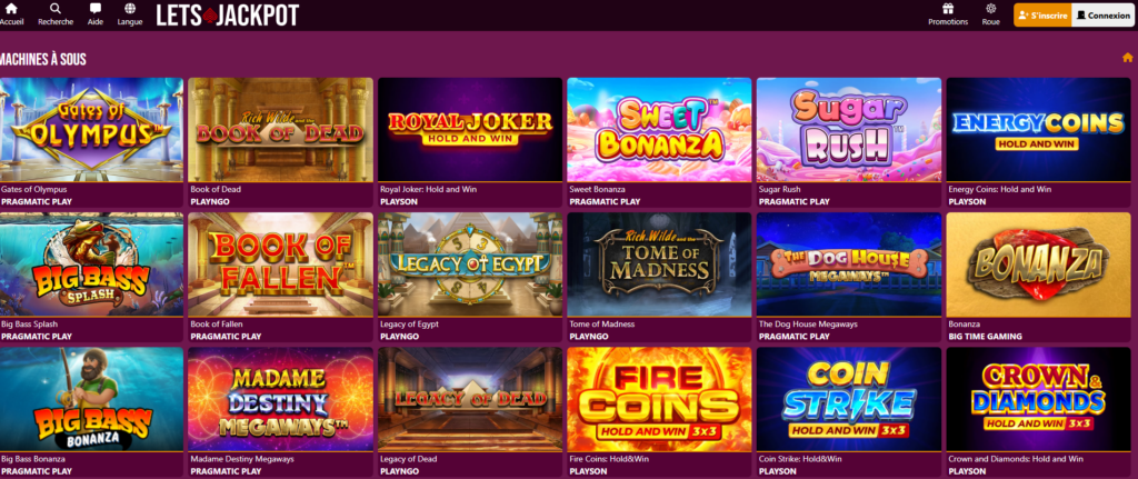 machines à sous sur Lets Jackpot