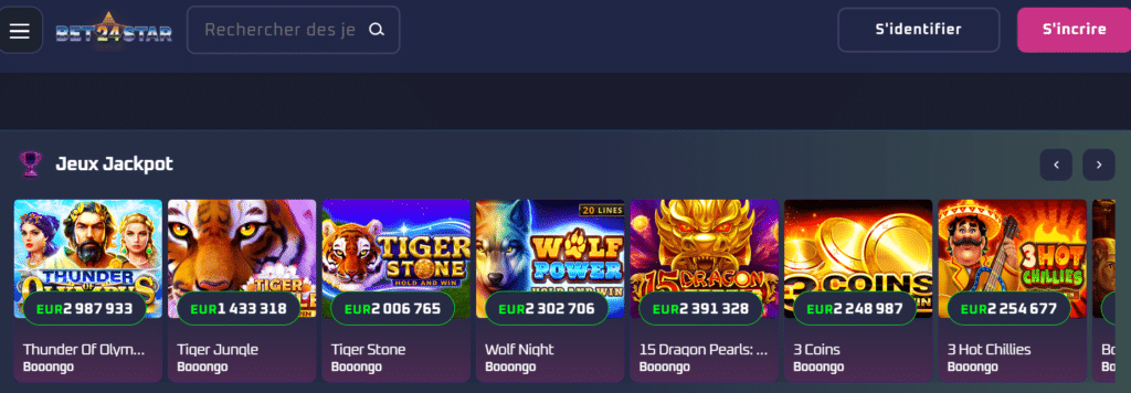 jeux jackpot sur bet24star