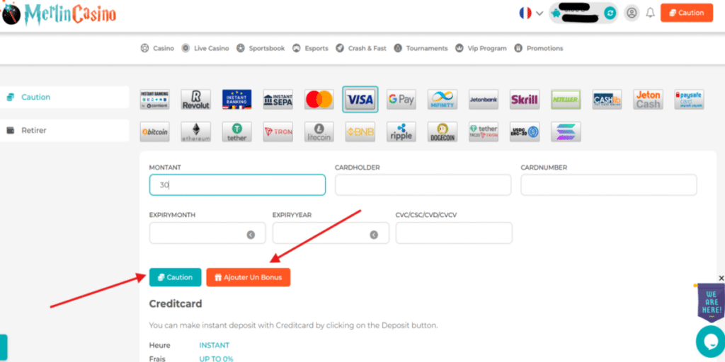 Etape 2 Choisir un moyen de paiement
