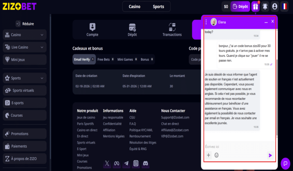 Zizobet Test Chat en ligne