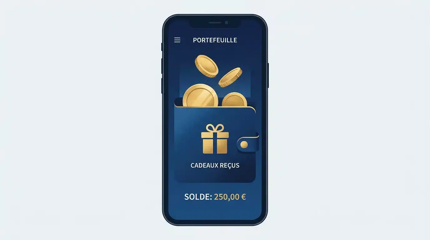 Illustration d'un bonus de casino sans dépôt crédité sur un smartphone