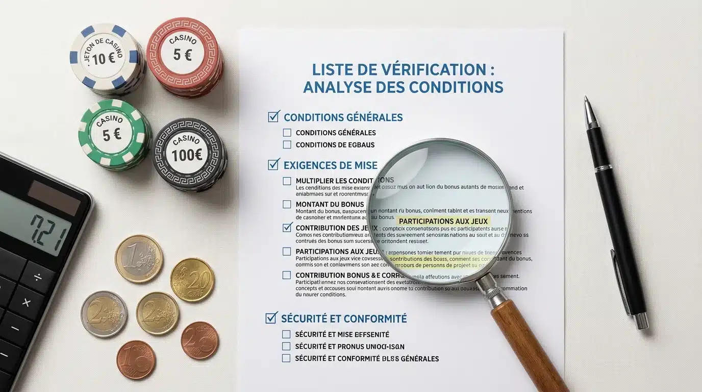 Évaluation méthodique des conditions d'un bonus de casino gratuit
