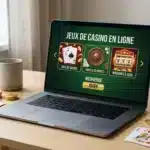 Interface de casino en ligne avec jetons et cartes illustrant les bonus sans dépôt encaissables