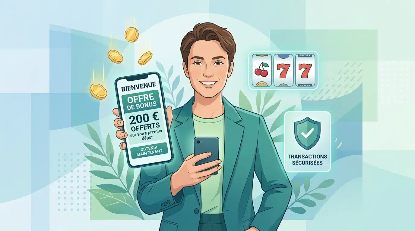 Bonus sans dépôt d'un nouveau casino en ligne présenté sur un smartphone