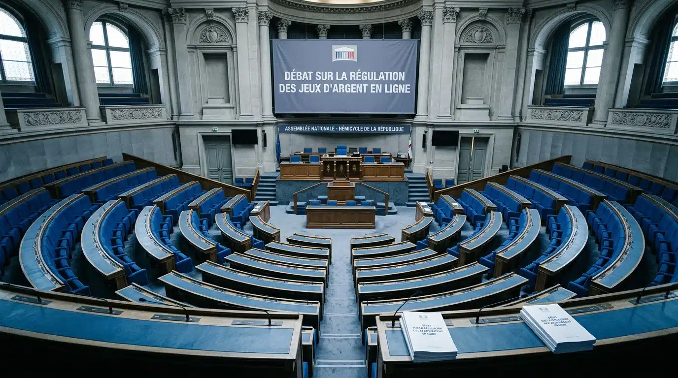 Hémicycle symbolisant le débat sur la régulation des casinos en ligne en France