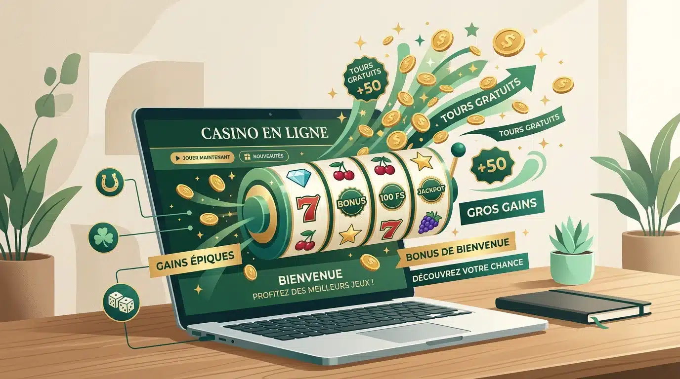 Concept d'un casino en ligne avec bonus gratuit sans dépôt en 2026