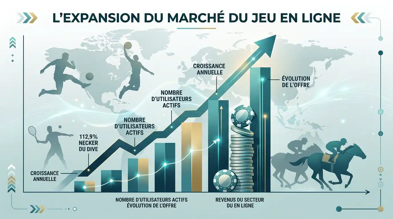 Graphique illustrant la croissance du marché des jeux d'argent en ligne