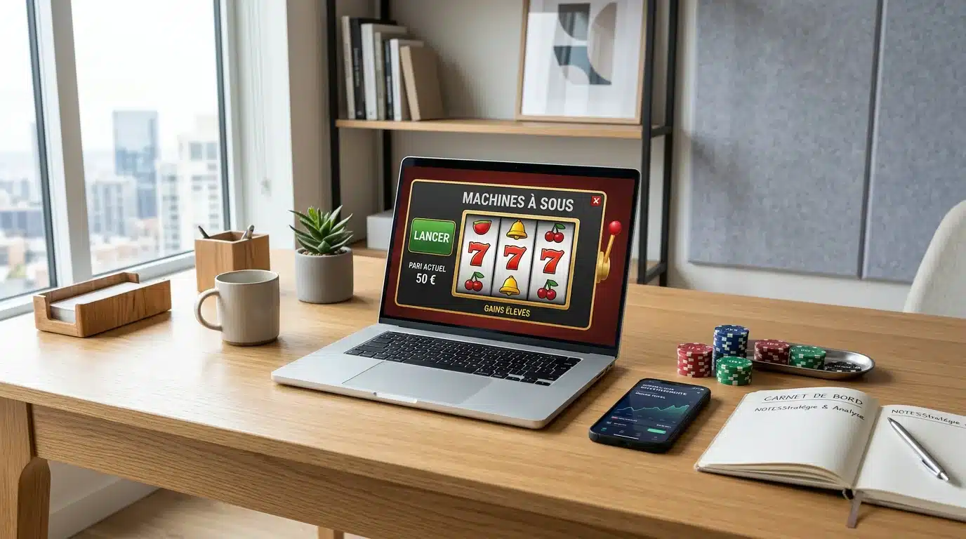Bureau moderne illustrant l'analyse des bonus de casino sans dépôt en 2026