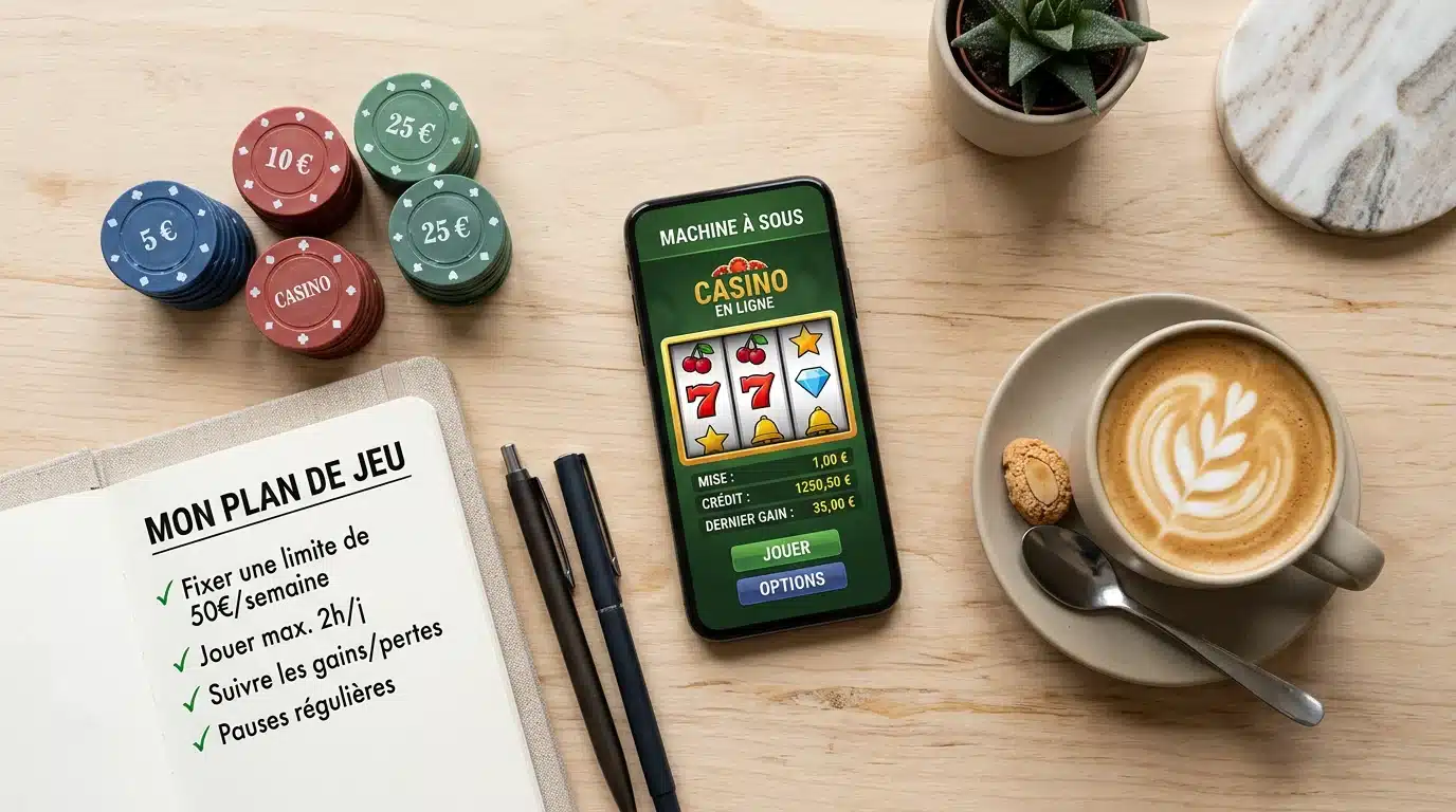 Composition à plat illustrant les free spins et le crédit bonus de casino