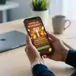 Joueur consultant une offre de bonus de casino sans dépôt sur son smartphone