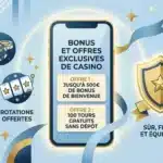 Illustration d'un smartphone affichant des bonus de casino en ligne gratuits