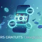 Illustration de tours gratuits de casino en ligne sur smartphone