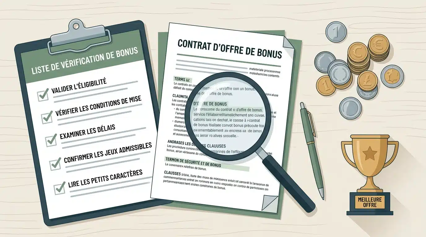 Symboles de vérification et de comparaison des bonus de casino en ligne