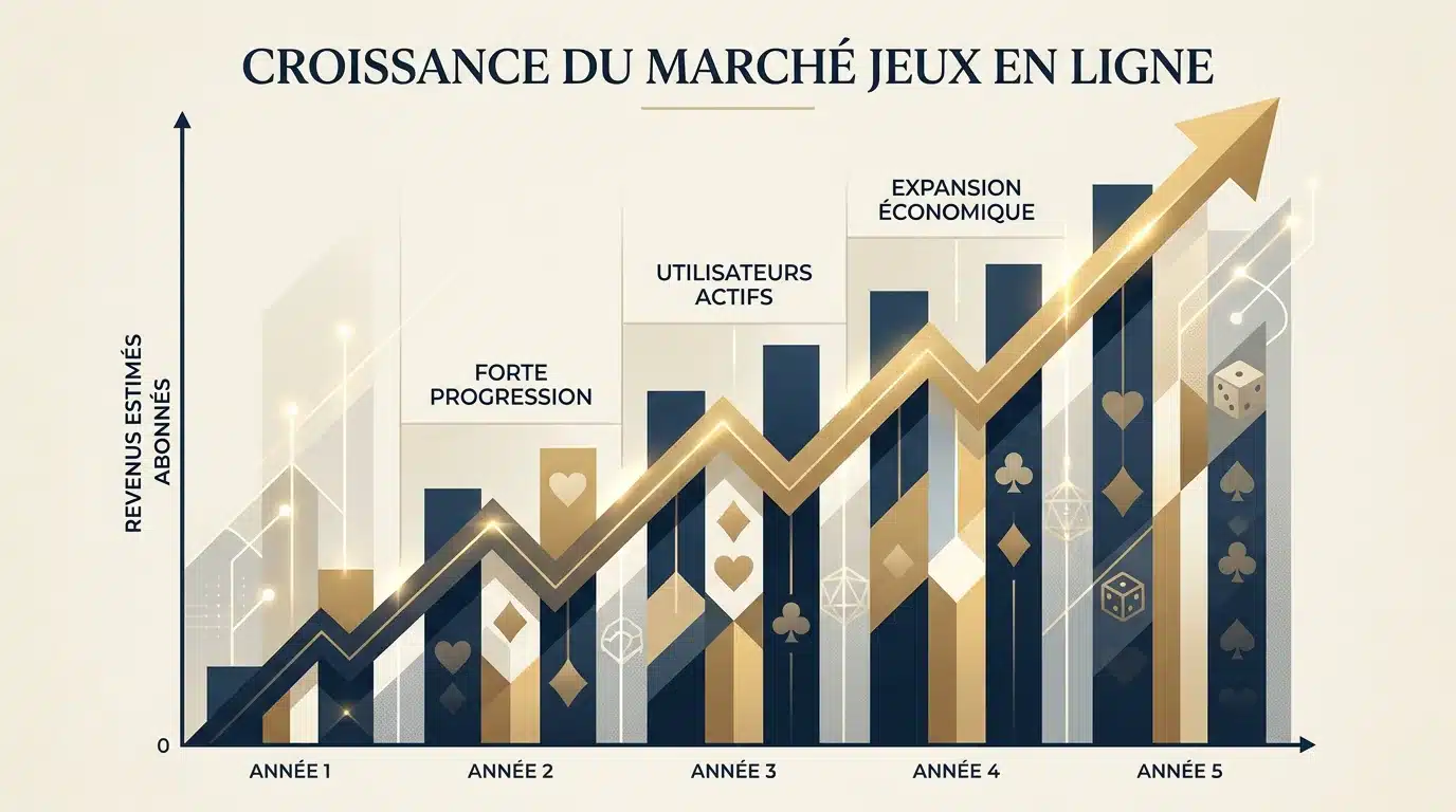 Graphique illustrant la croissance du marché des jeux d'argent en ligne
