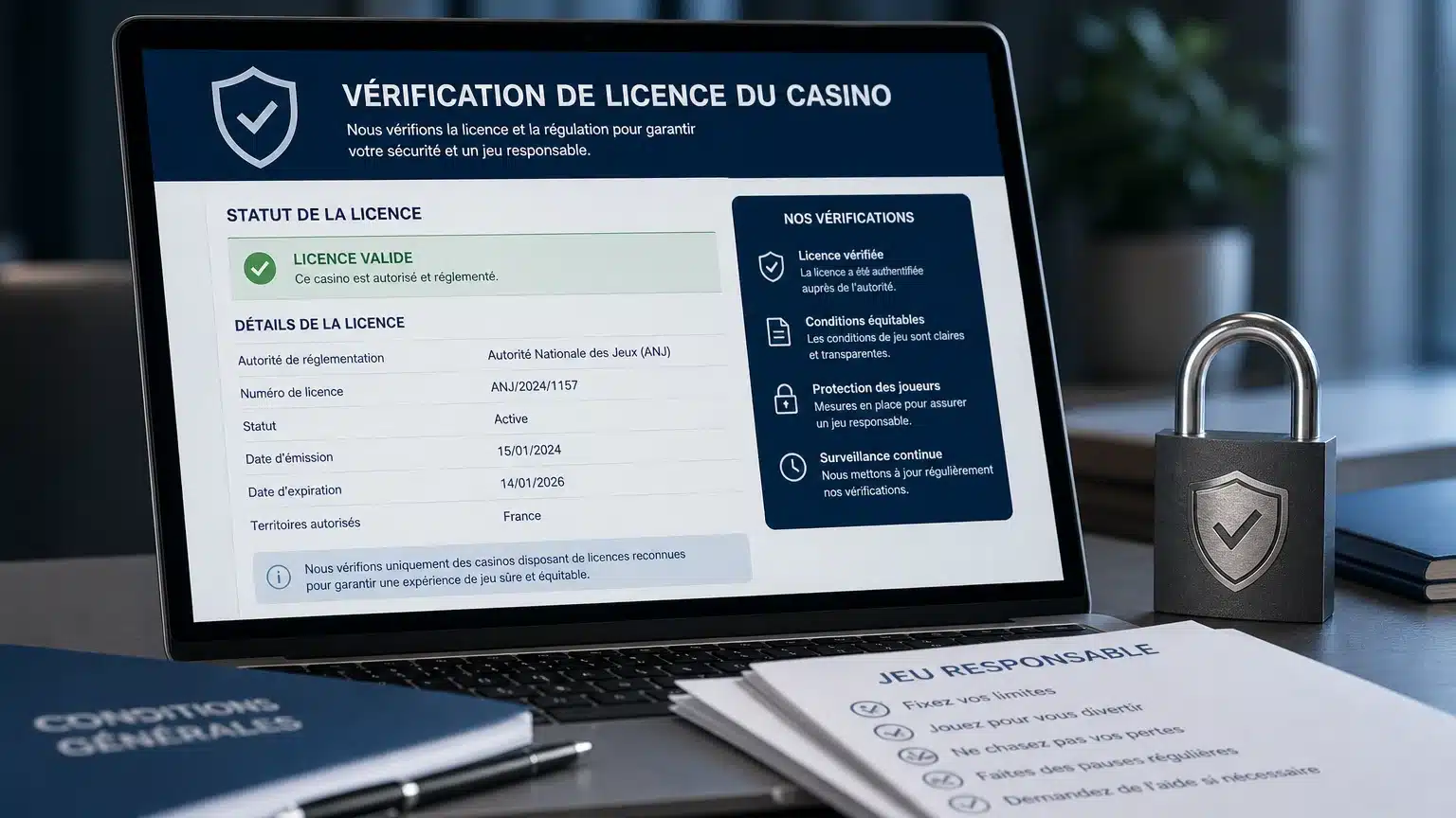 Vérification de la licence et de la sécurité d'un casino en ligne
