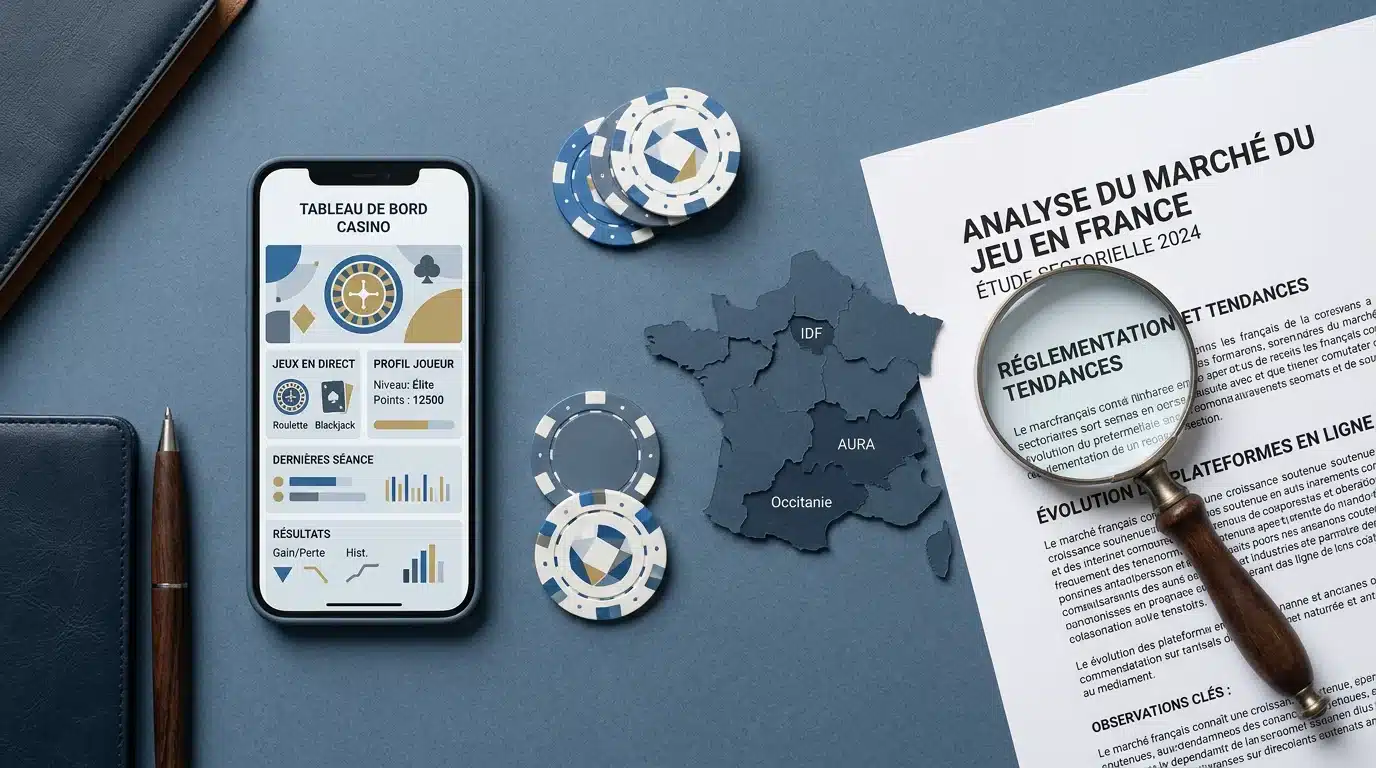 Composition à plat illustrant la recherche d'un code bonus casino sans dépôt en France