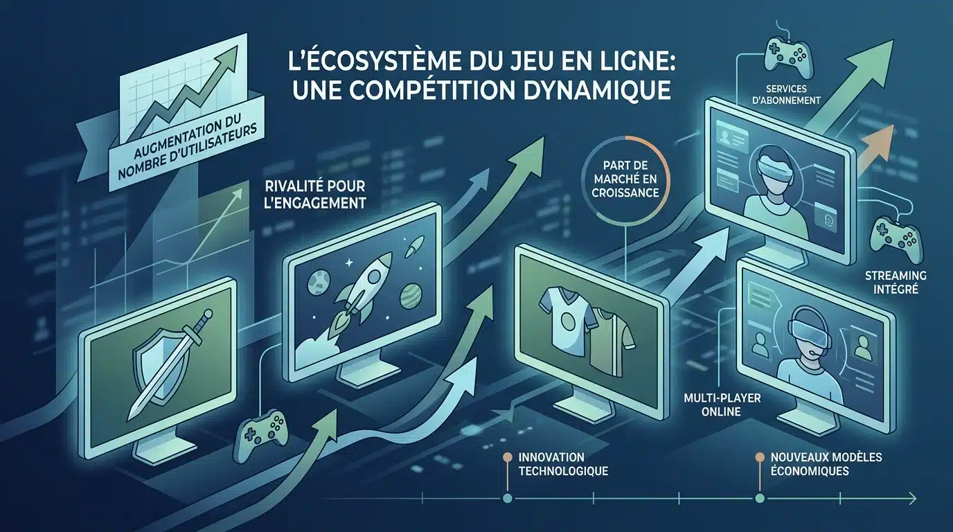 Schéma illustrant la concurrence entre plateformes de jeu en ligne stimulée par les bonus sans dépôt