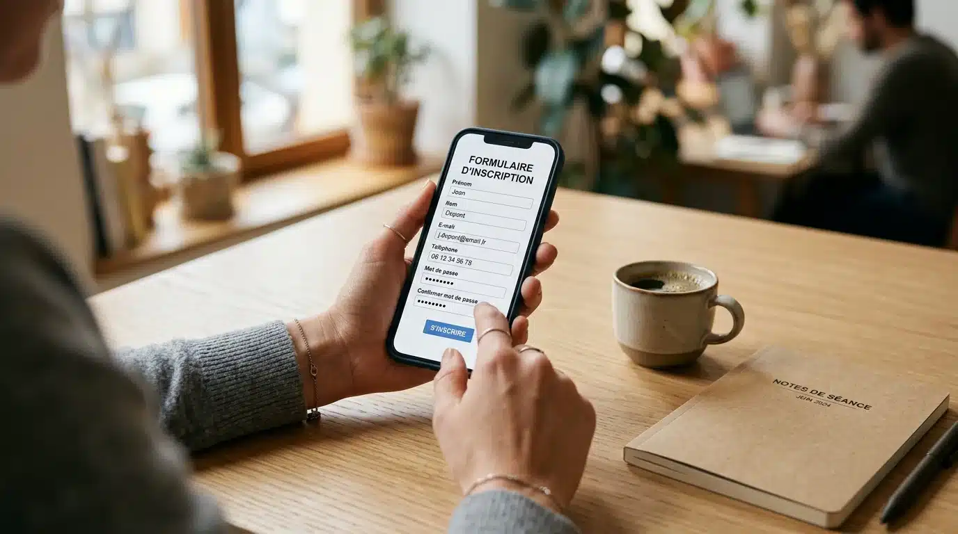 Personne activant un bonus de tours gratuits sur un smartphone lors de son inscription