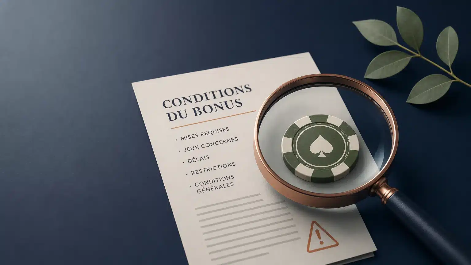 Loupe examinant les conditions d’un casino en ligne