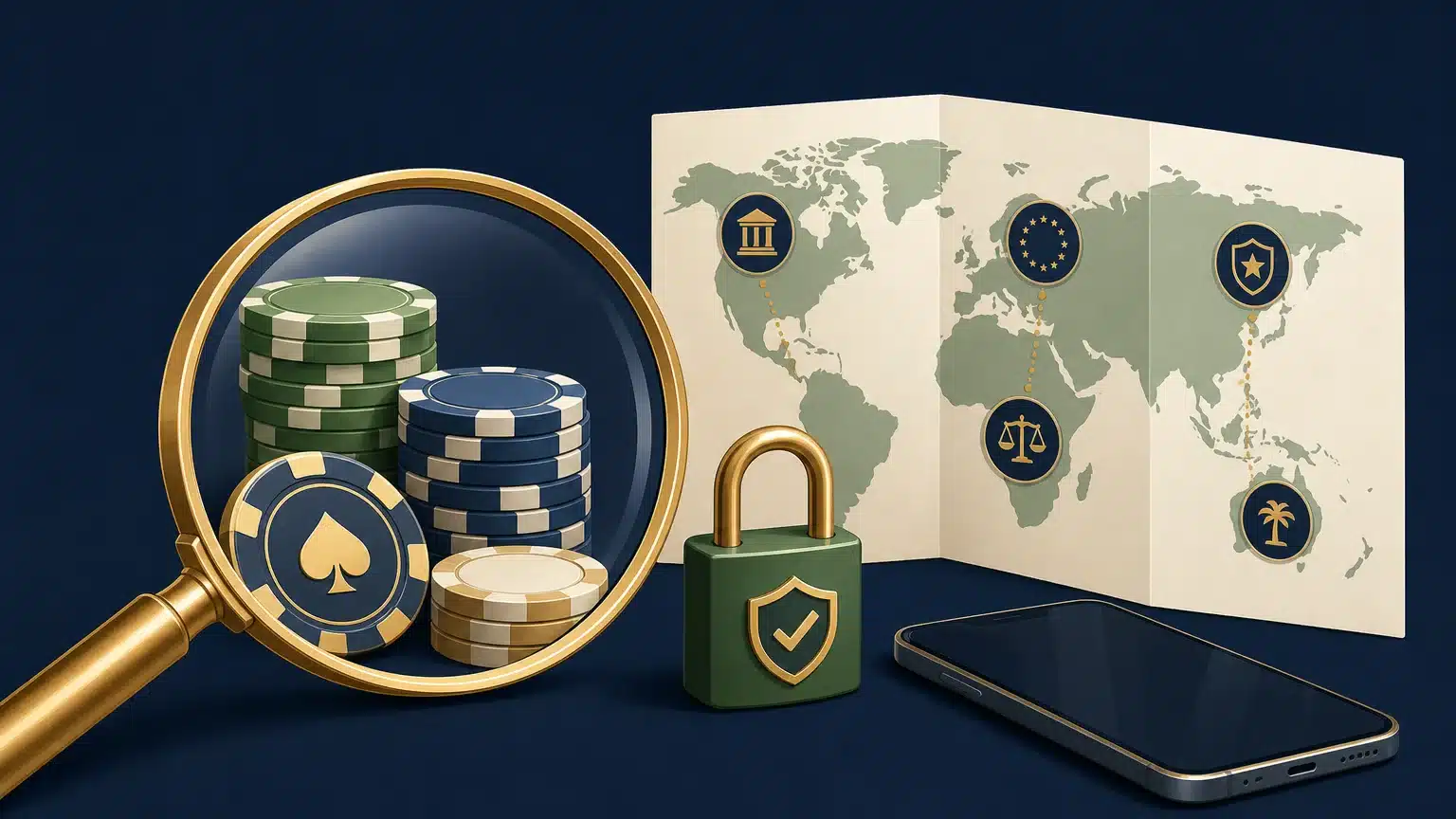Illustration d’une loupe comparant la fiabilité de nouveaux casinos en ligne