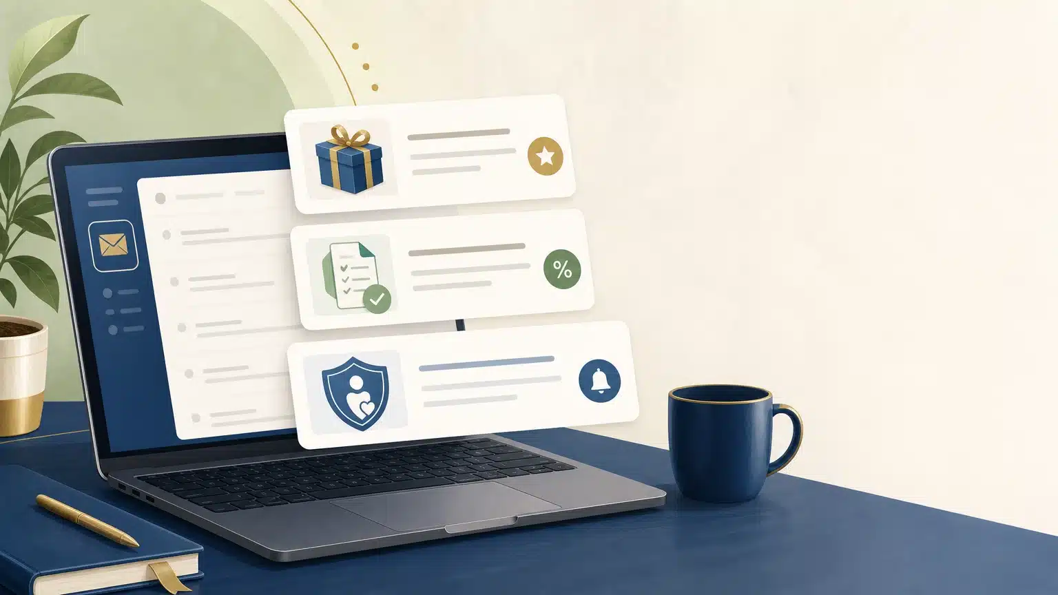 Illustration éditoriale d’une newsletter de bonus de casino sur un ordinateur portable