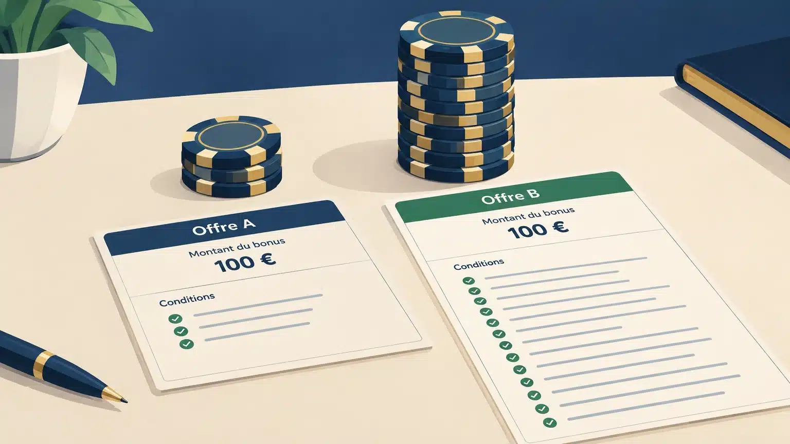 Deux bonus de tailles différentes accompagnés de conditions de mise