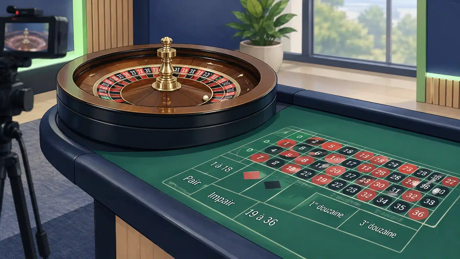 Illustration d’une table de jeu en direct filmée dans un studio